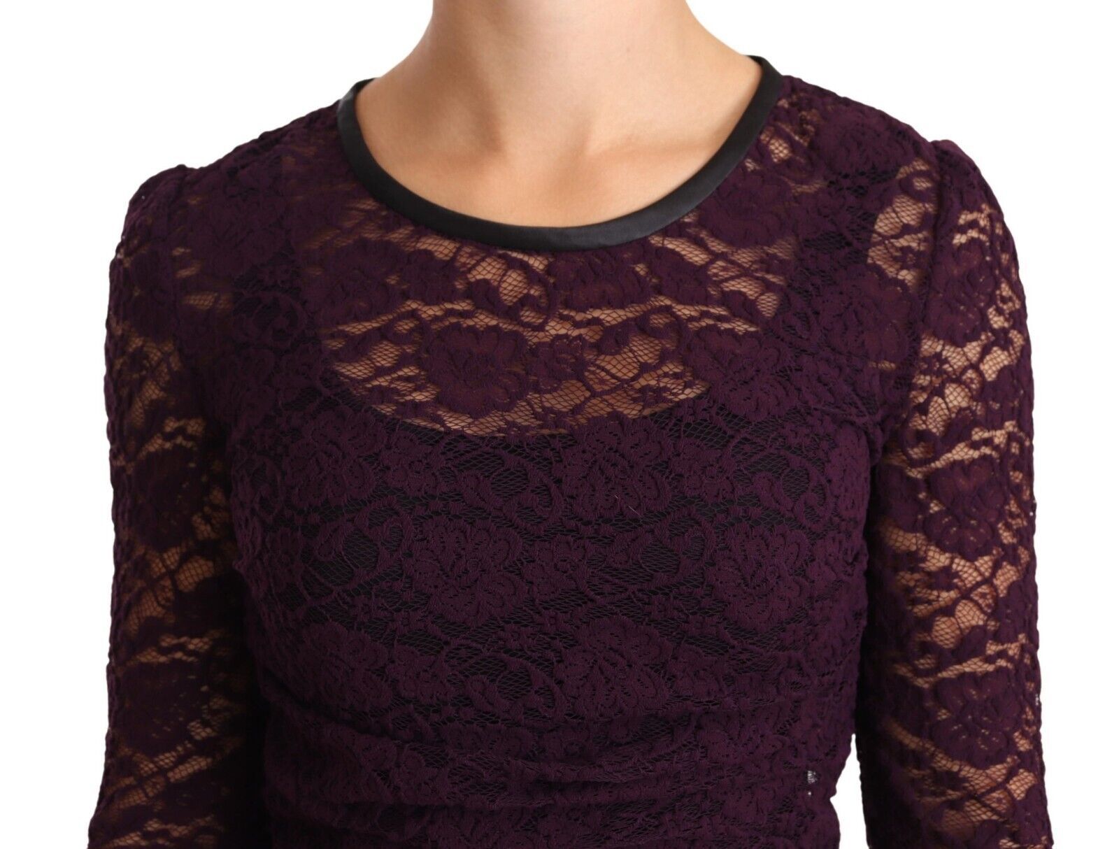 Dolce & Gabbana Elegant Sheer Lace Long Sleeve Women's Blouse