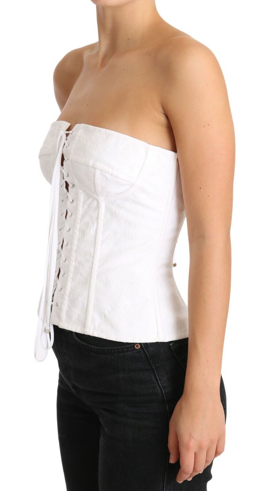 Dolce & Gabbana Elegant White Strapless Corset Women's Top