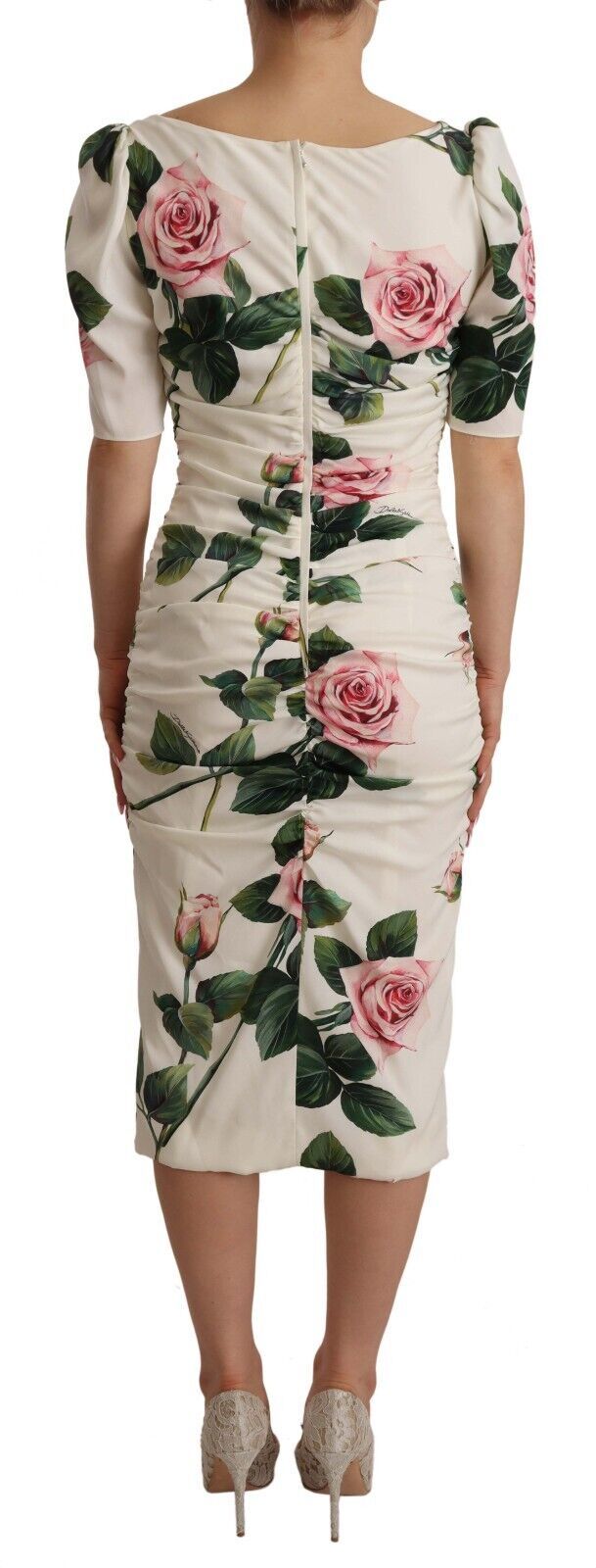 Dolce & Gabbana Elegant White Floral Sheath Women's Dress