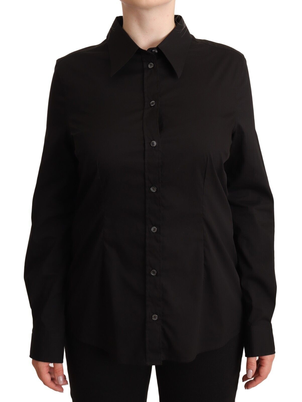 Dolce & Gabbana Elegant Black Cotton Blend Collared Women's Top