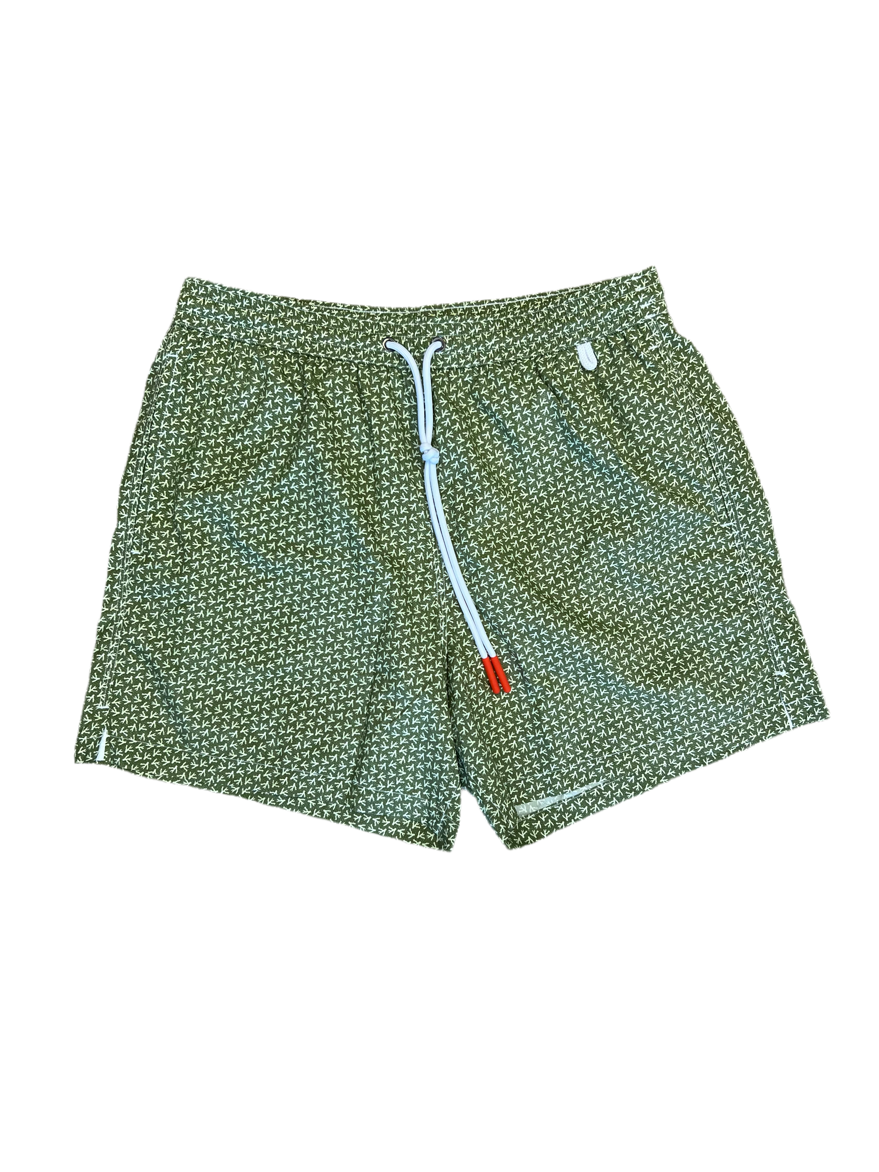 Isaia Mens Green Abstract Pattern Swim Trunk1