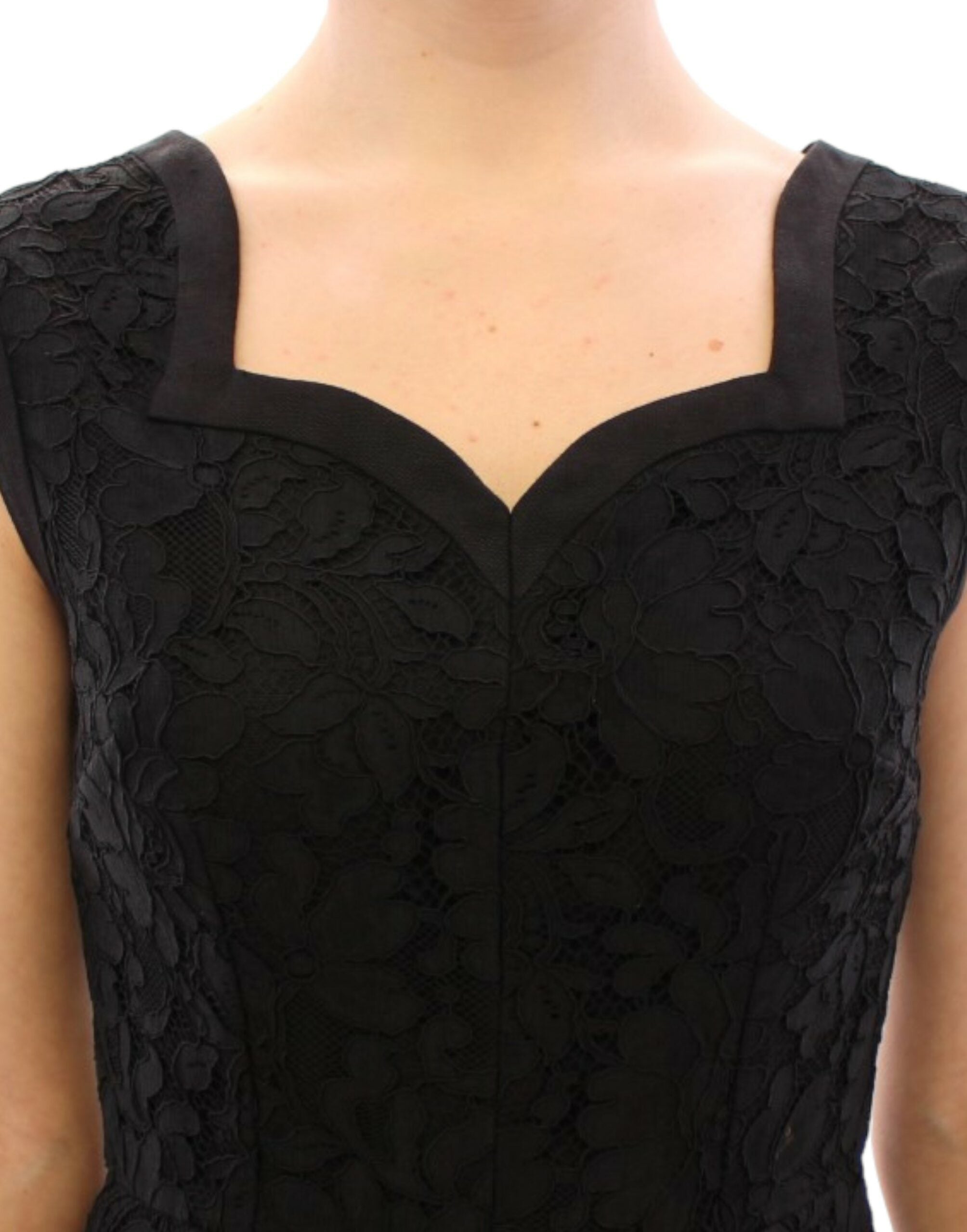 Dolce & Gabbana Elegant Black Floral Lace Women's Dress