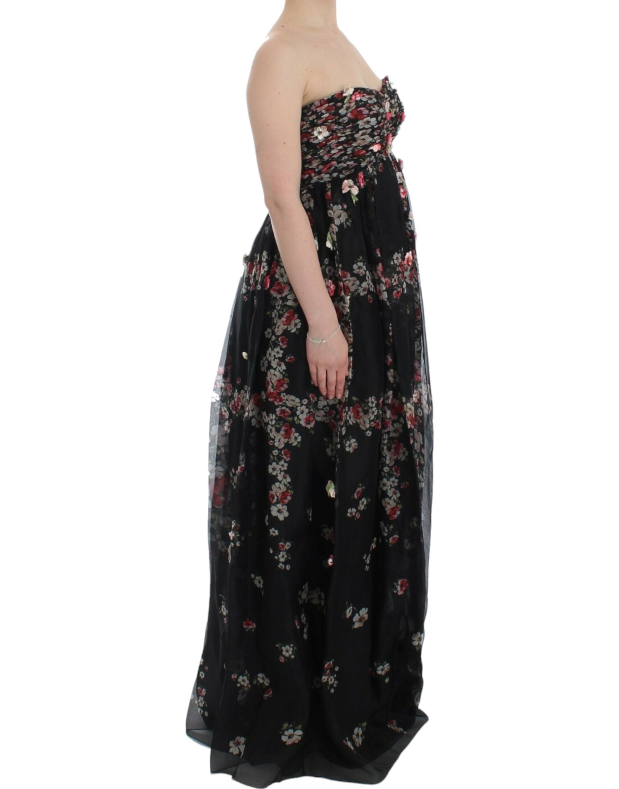 Dolce & Gabbana Elegant Strapless Silk Maxi Women's Dress