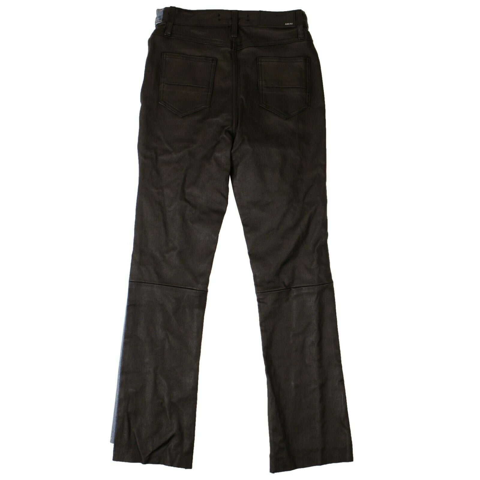 AMIRI Blue Denim Black Leather Pants2