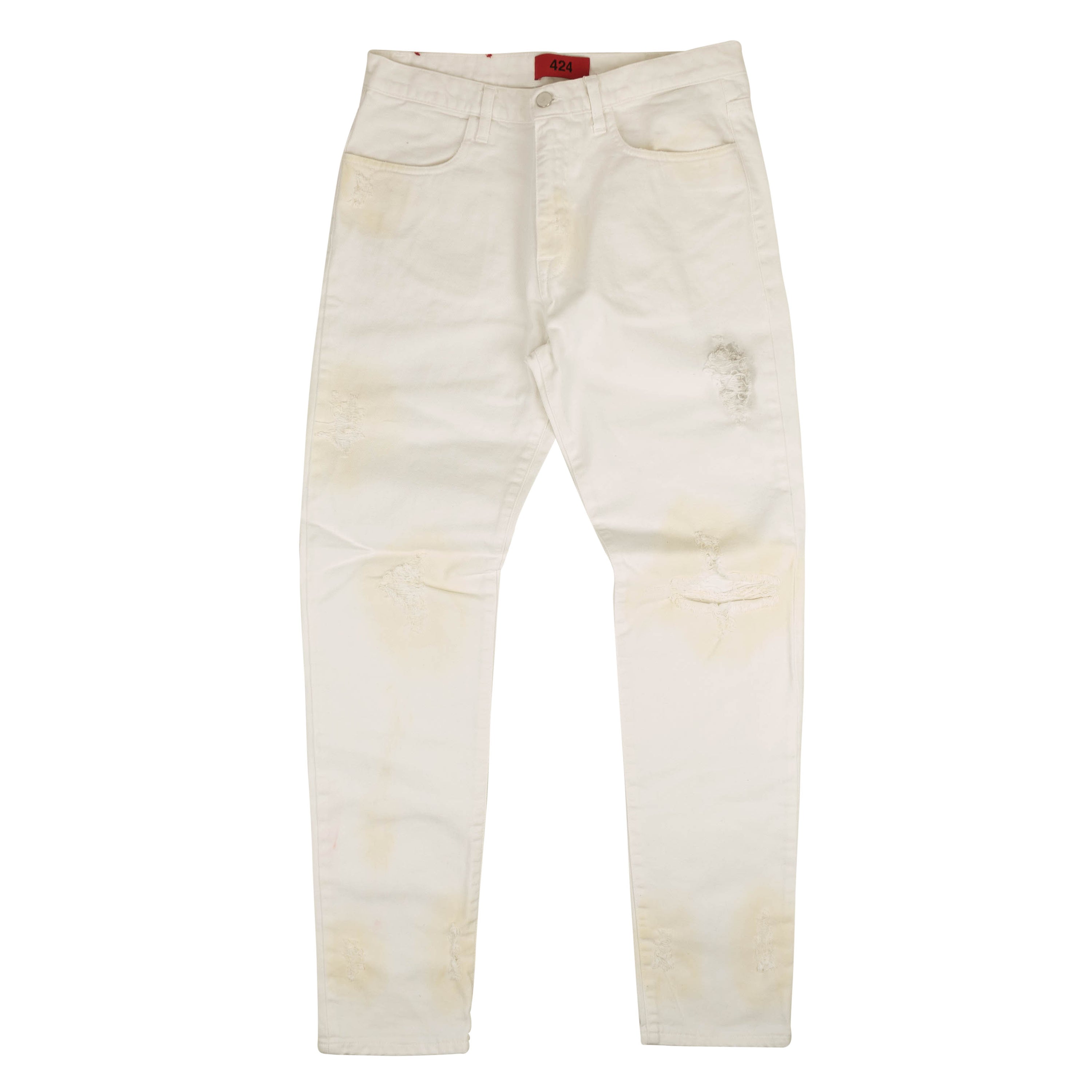 424 ON FAIRFAX White Distressed Denim Jeans13