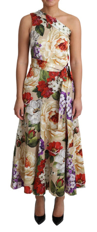 Dolce & Gabbana One Shoulder Floral Print Silk Maxi Dress3