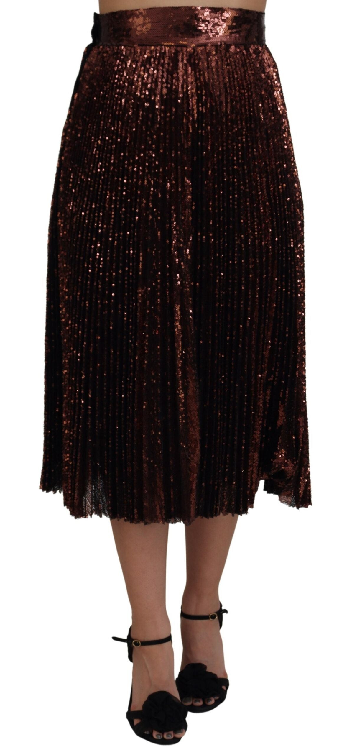 Dolce & Gabbana  Women's Bronze Sequined Pleated Skirt