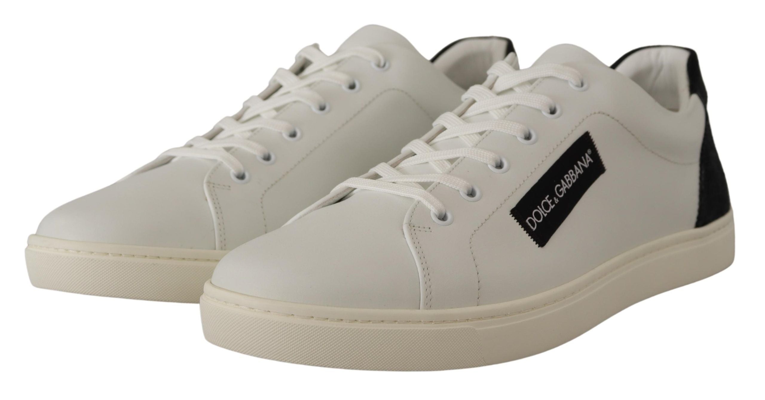 Dolce & Gabbana Elegant White Leather Low Top Men's Sneakers