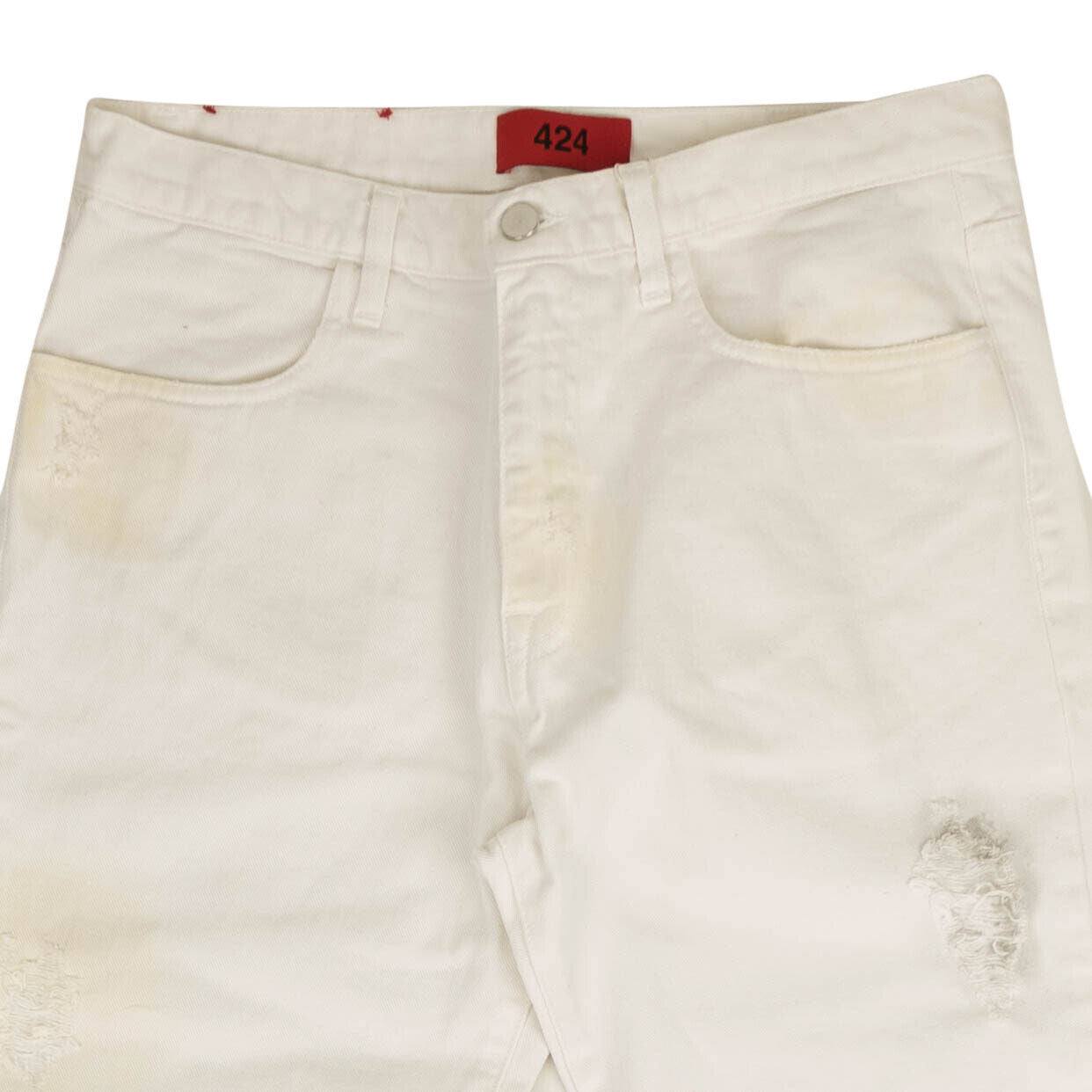 424 ON FAIRFAX White Distressed Denim Jeans11