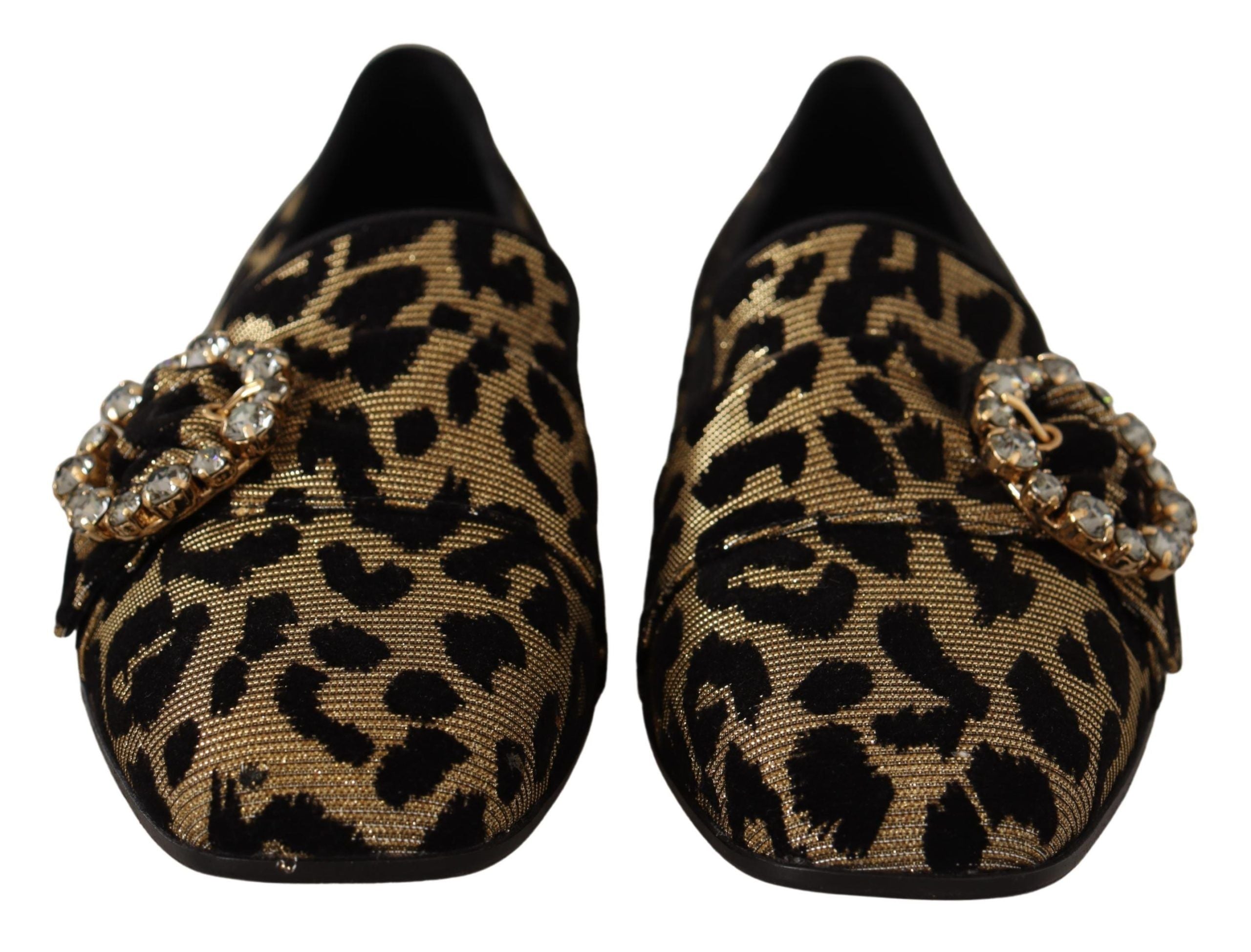 Dolce & Gabbana Elegant Leopard Crystal Gem Women's Loafers