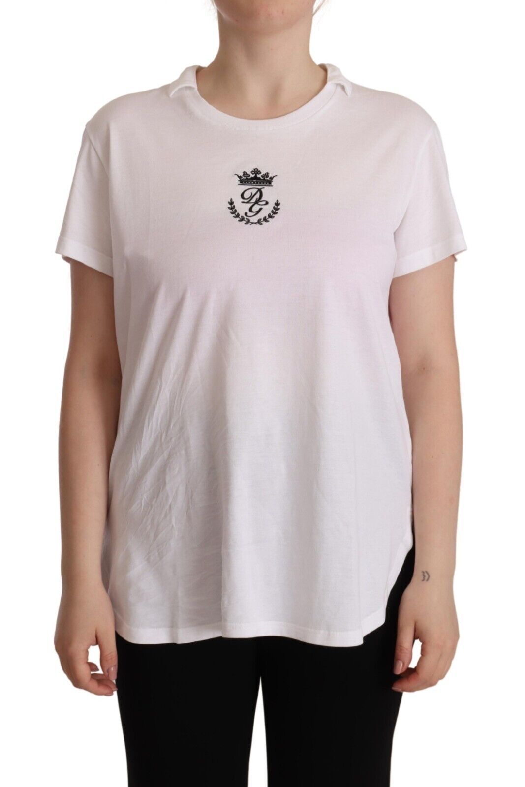 Dolce & Gabbana Elegant Collared Crown Print Women's Tee