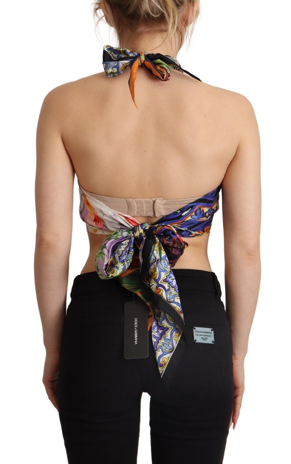 Dolce & Gabbana Sumptuous Silk Halter Cropped Top - Women's Multicolor