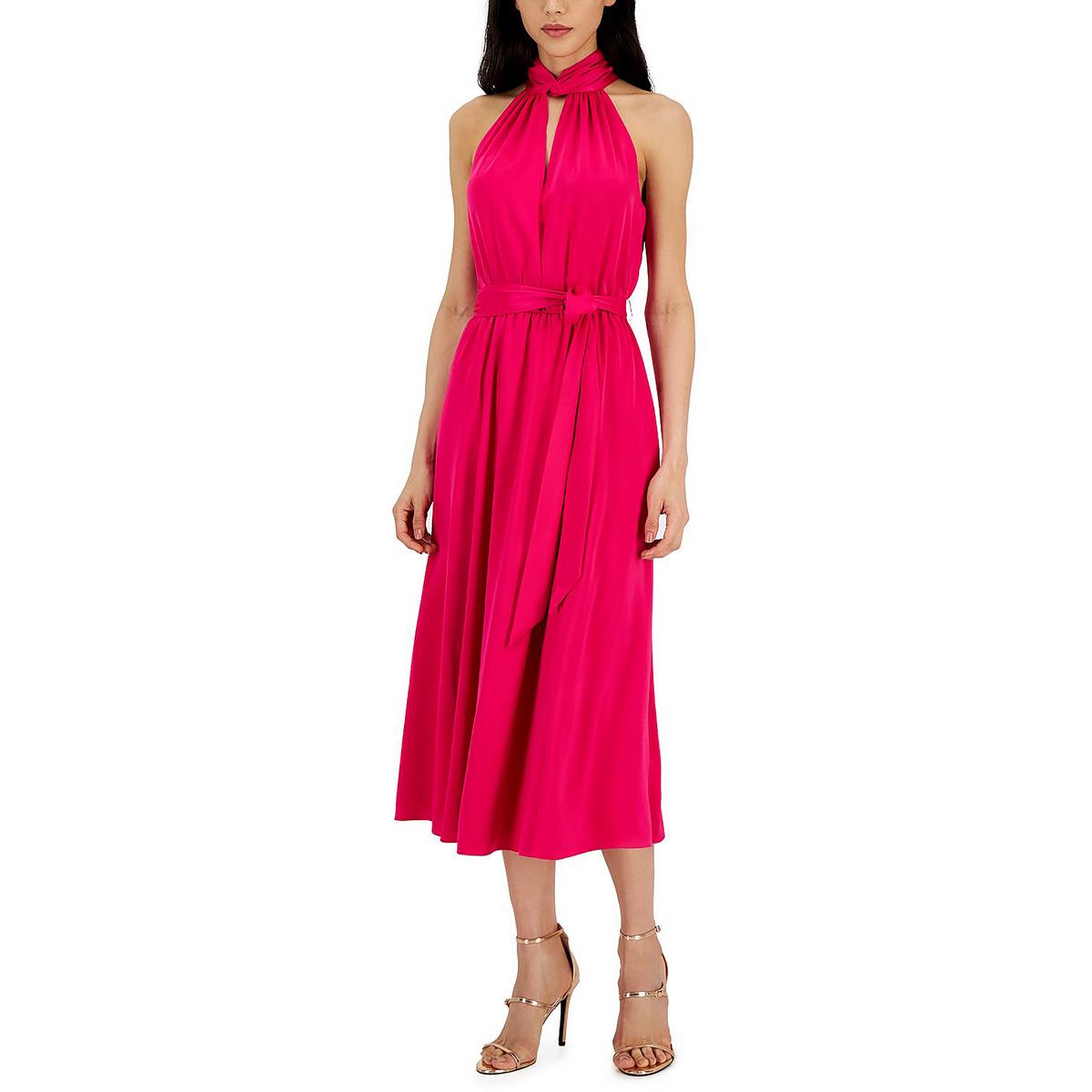 Womens Cut-Out Ruched Midi Dress