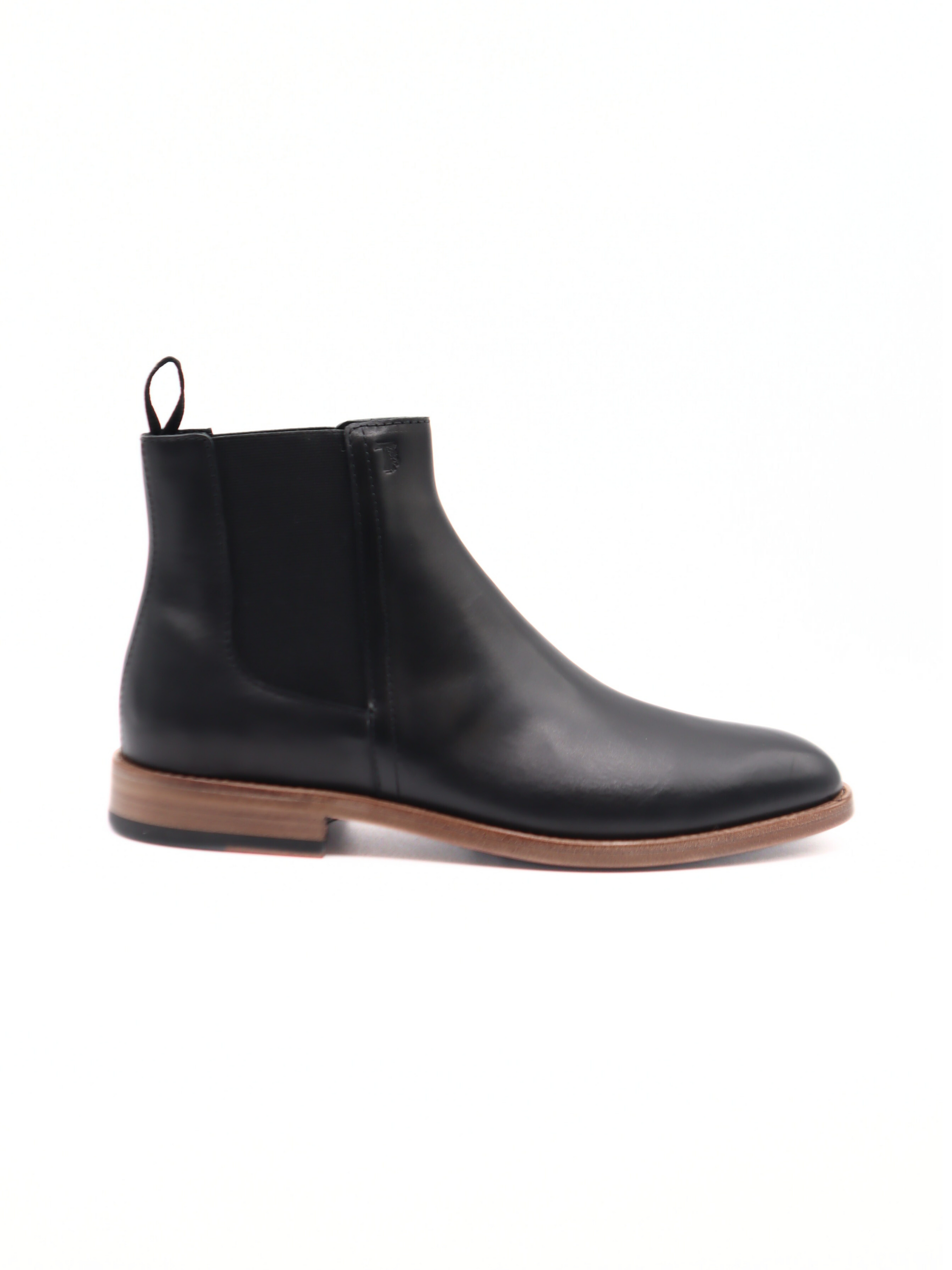 Tods Mens Black Leather Ankle Boot with Wooden Sole1