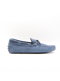 Tods Mens Light Blue Suede Laccetto Gommino Driver Shoes with Brown Lace1