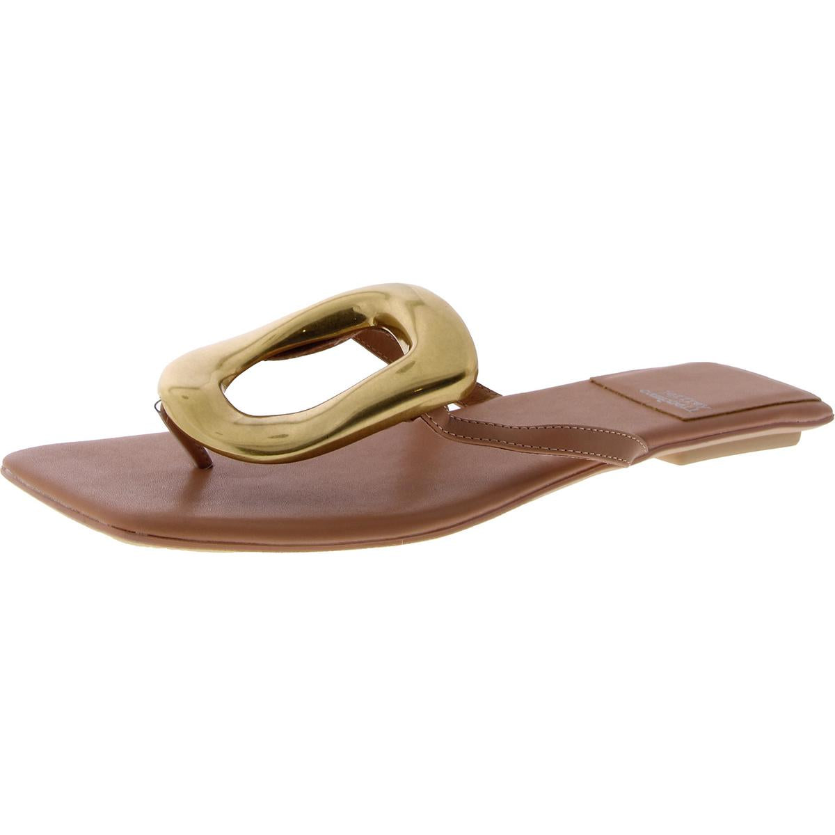 Womens Leather Flat Thong Sandals