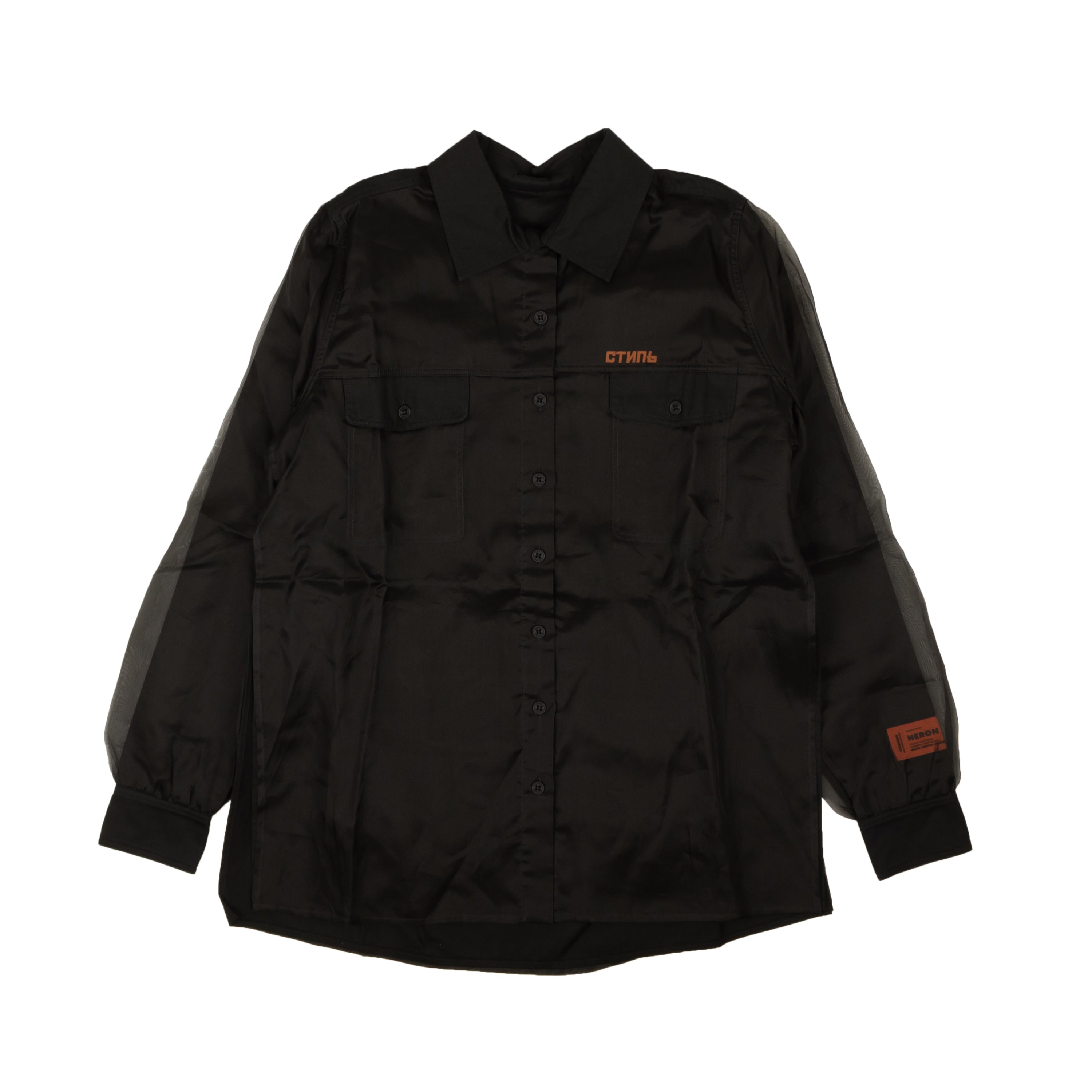 HERON PRESTON Black Double Layer Button Down Blouse1