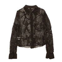 BOTTEGA VENETA Brown Chochet Dancers Blouse Top3