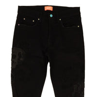 BOSSI Black Cotton Skull Head Design Slim-Fit Jeans2