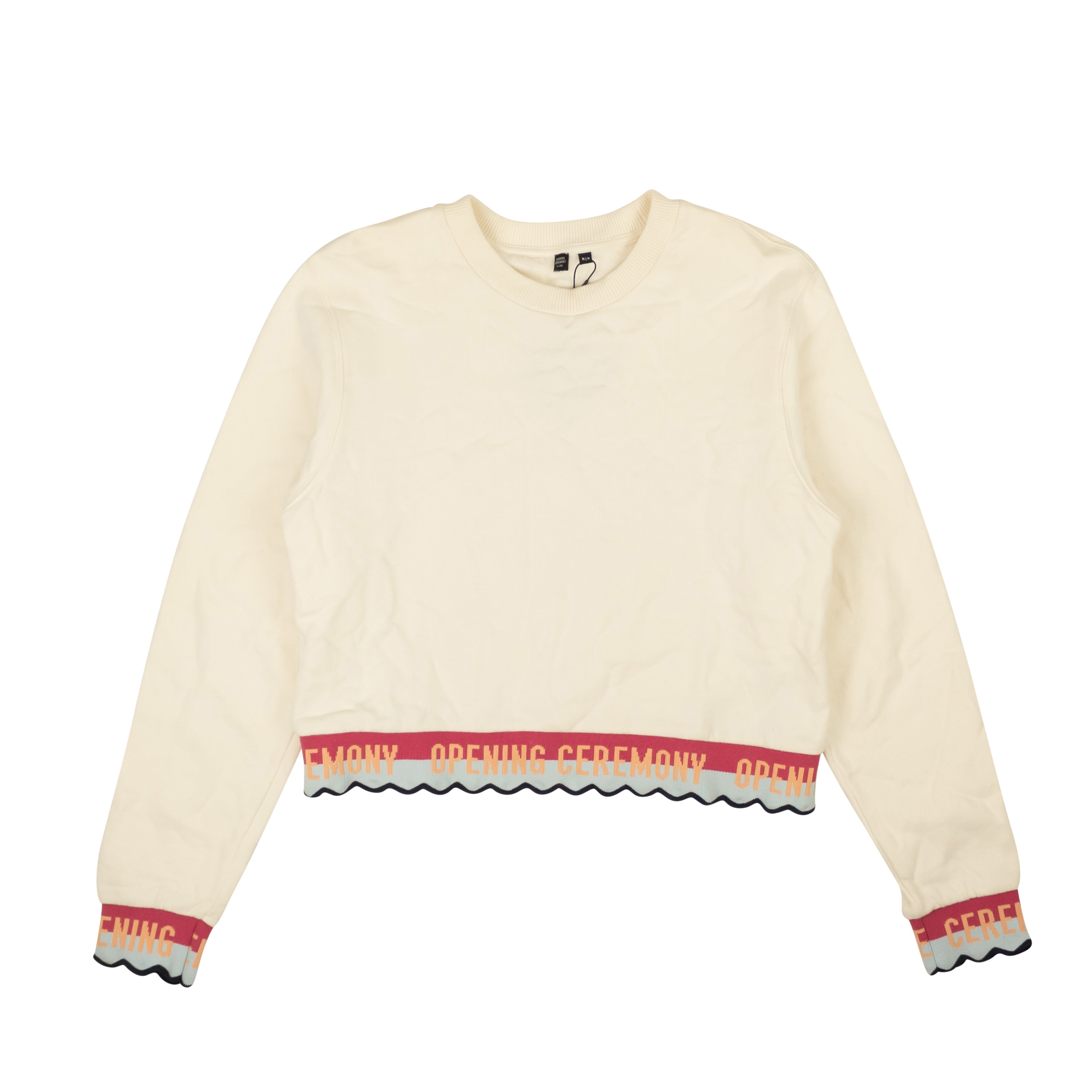 OPENING CEREMONY Cloud White Scalllop Cropped Sweatshirt2