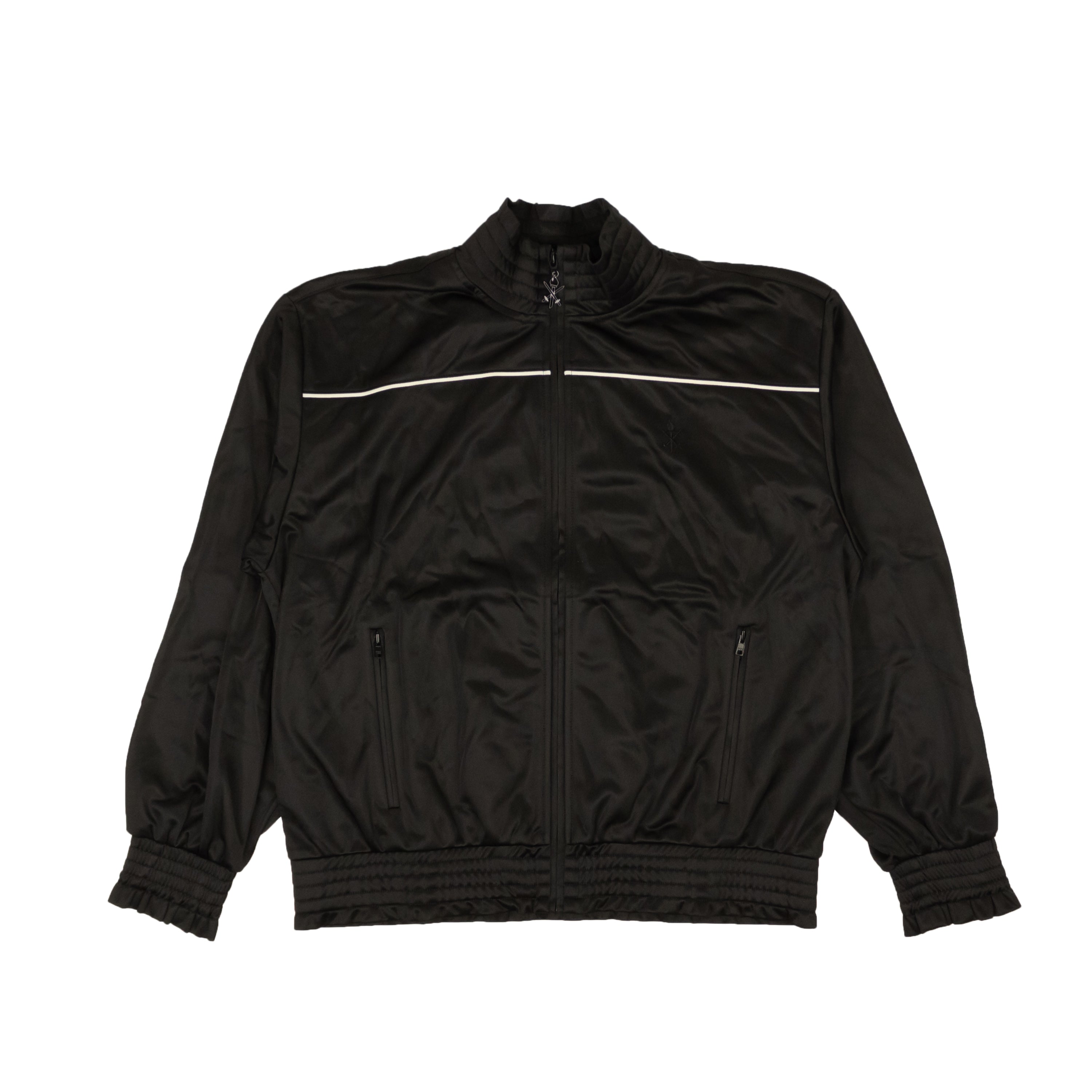 OPENING CEREMONY Black Polyester Ruffle Smocked Track Jacket1