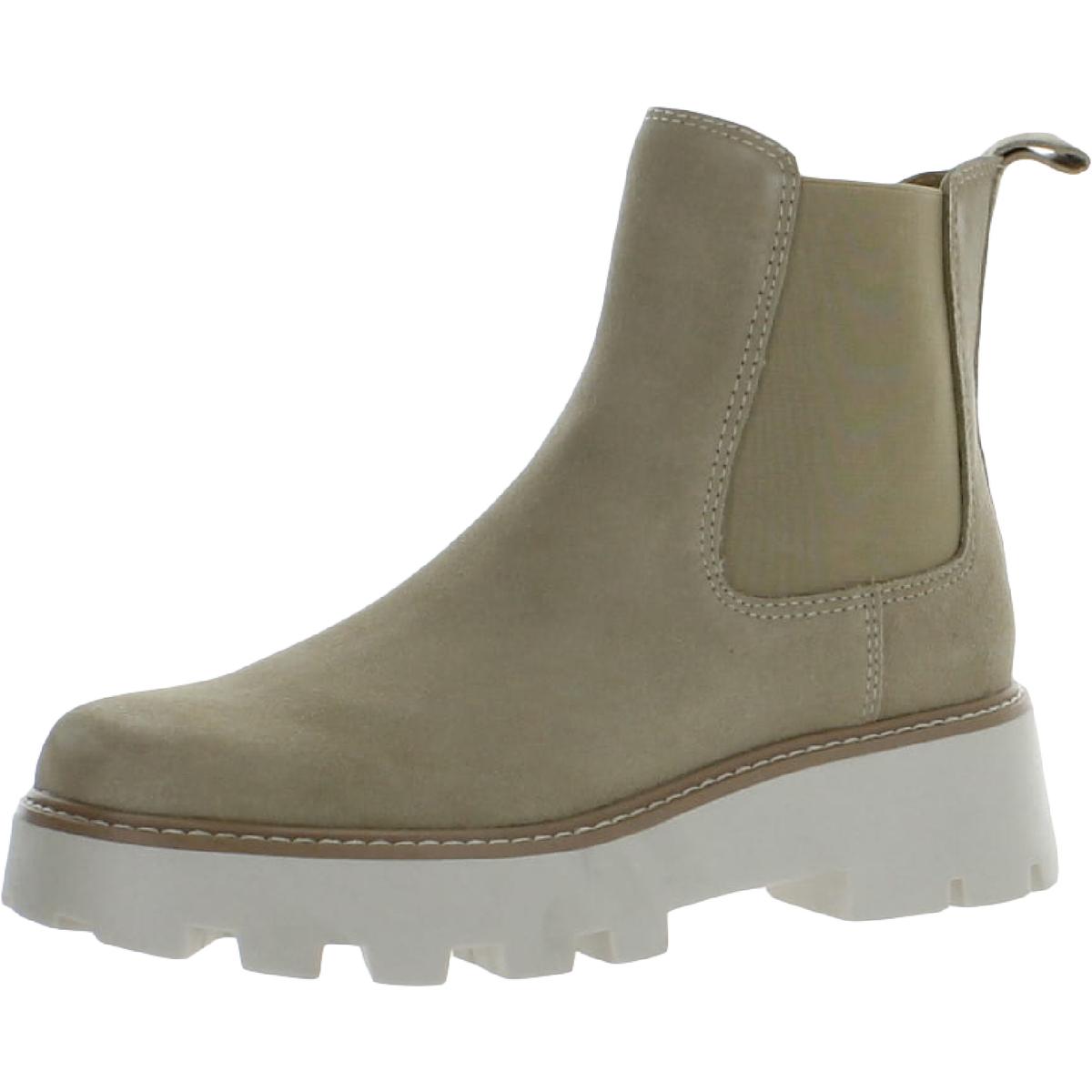 Journy Womens Suede Lugged Sole Chelsea Boots