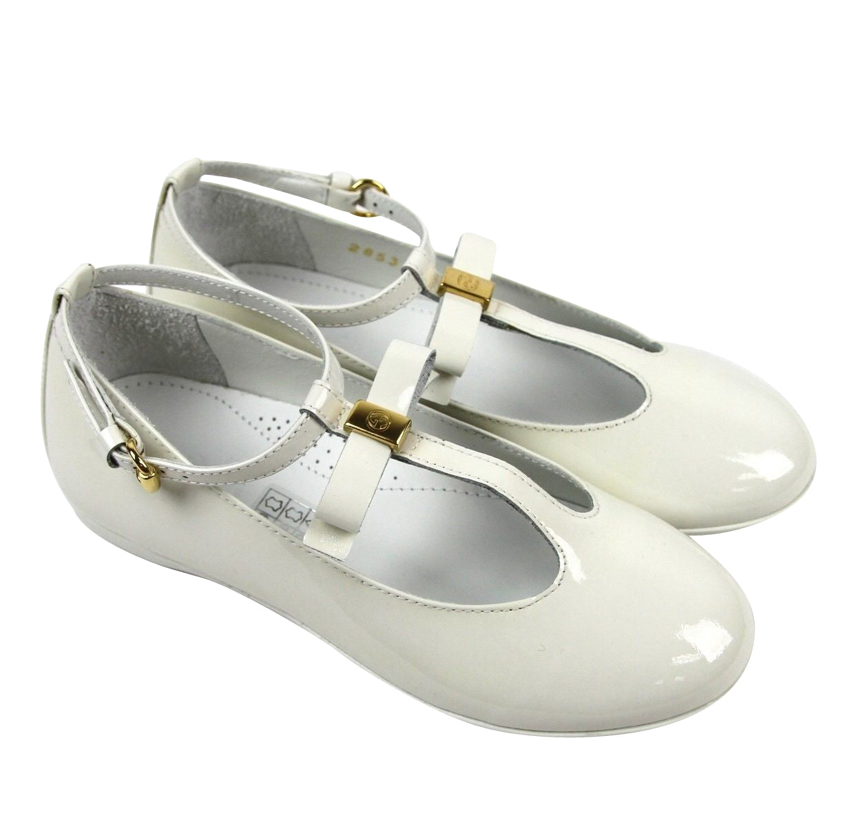 Gucci Kids White Patent Leather Ballet Flat With Bow