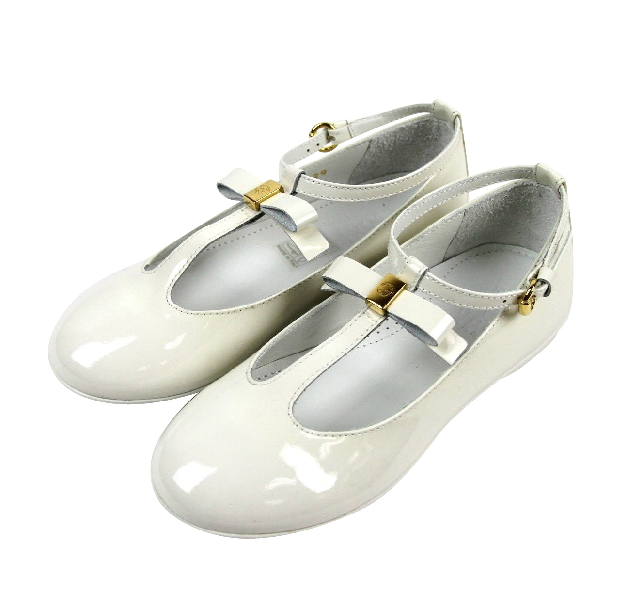 Gucci Kids White Patent Leather Ballet Flat With Bow