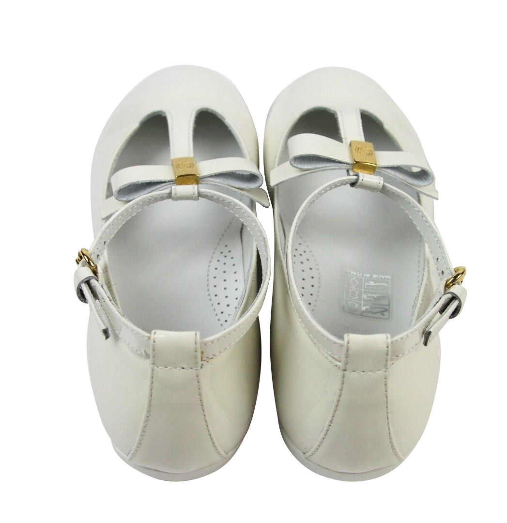 Gucci Kids White Patent Leather Ballet Flat With Bow