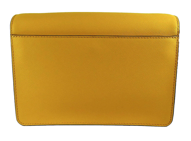Michael Kors Daniela Large Gusset Crossbody Leather Bag In Sun Yellow/gold