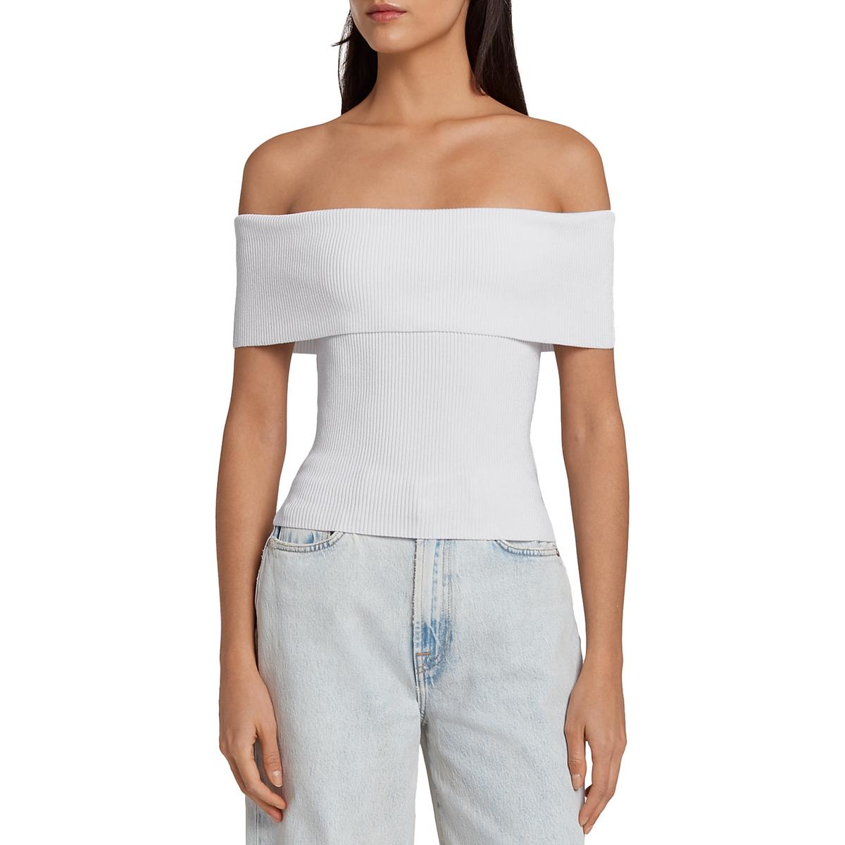 Womens Ribbed Sleeveless Off The Shoulder