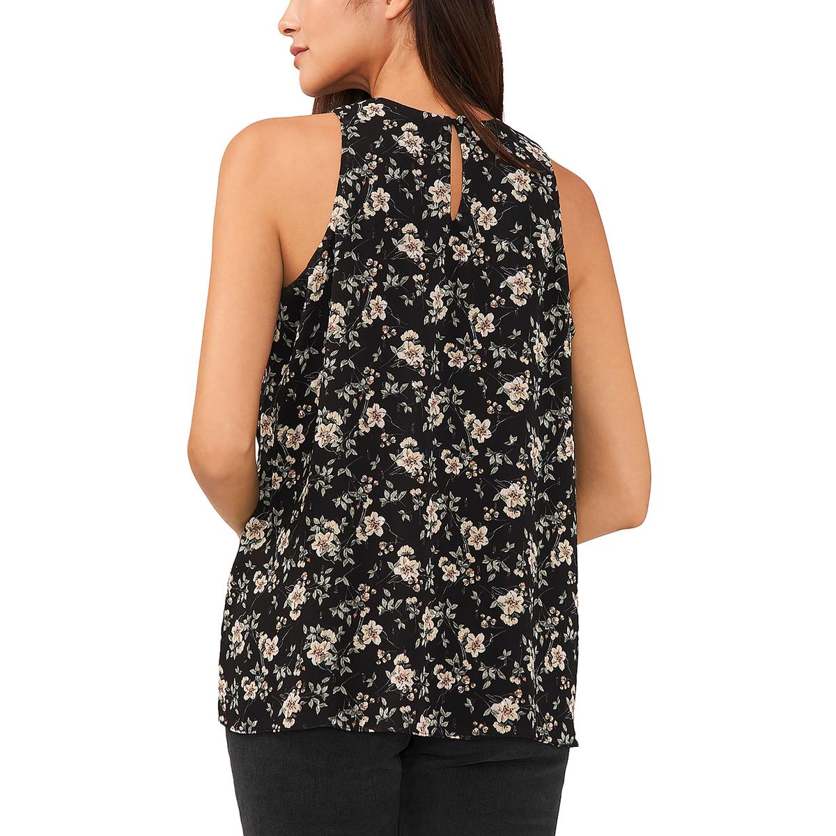 Womens High Neck Floral Shell