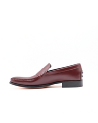 Tods Mens Burgundy Bordeaux Red Ruched Leather Mocassino Loafer Shoe3