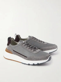 Brunello Cucinelli Perforated Suede Leather Sneakers in Gray2