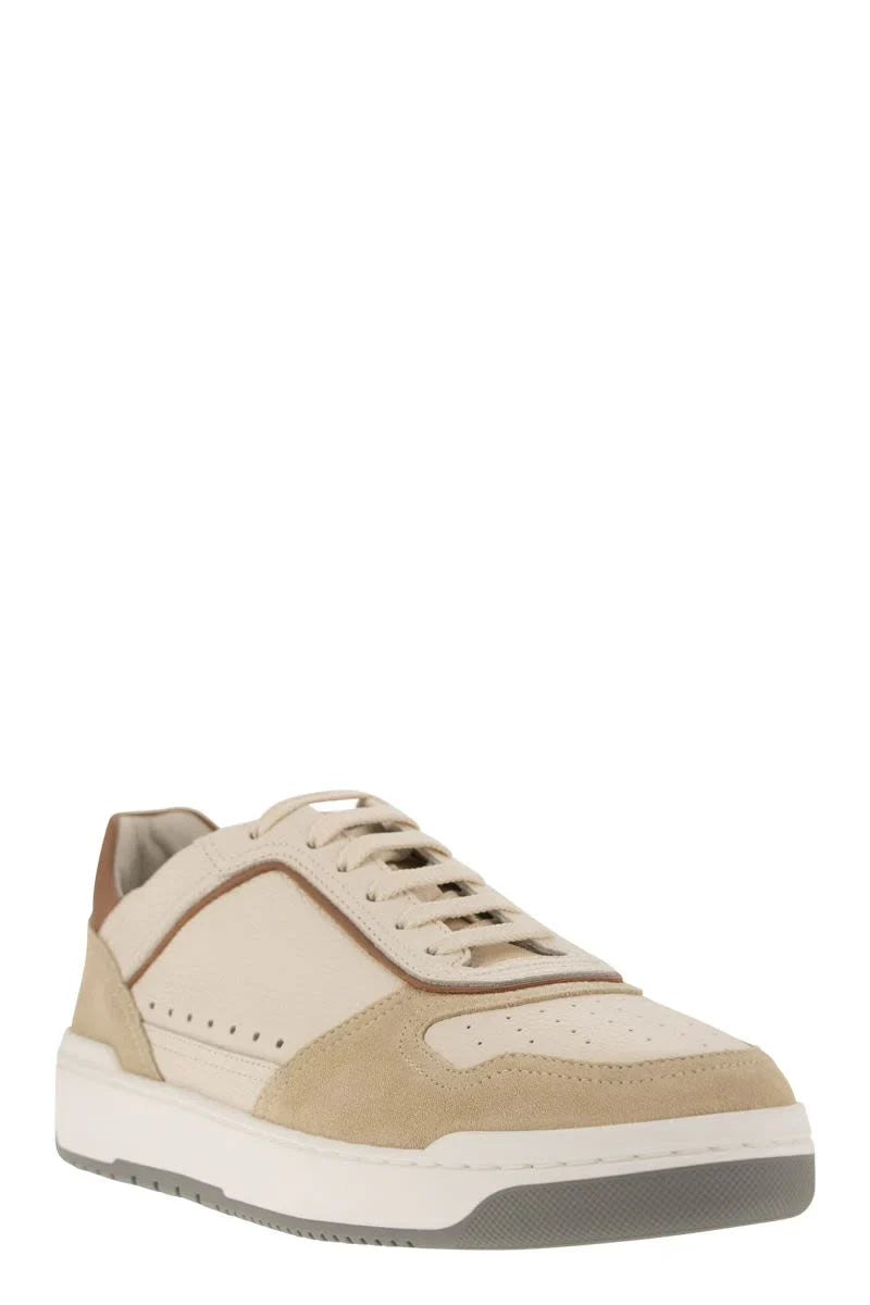 Brunello Cucinelli Panelled Low-top sneakers in White/Beige2