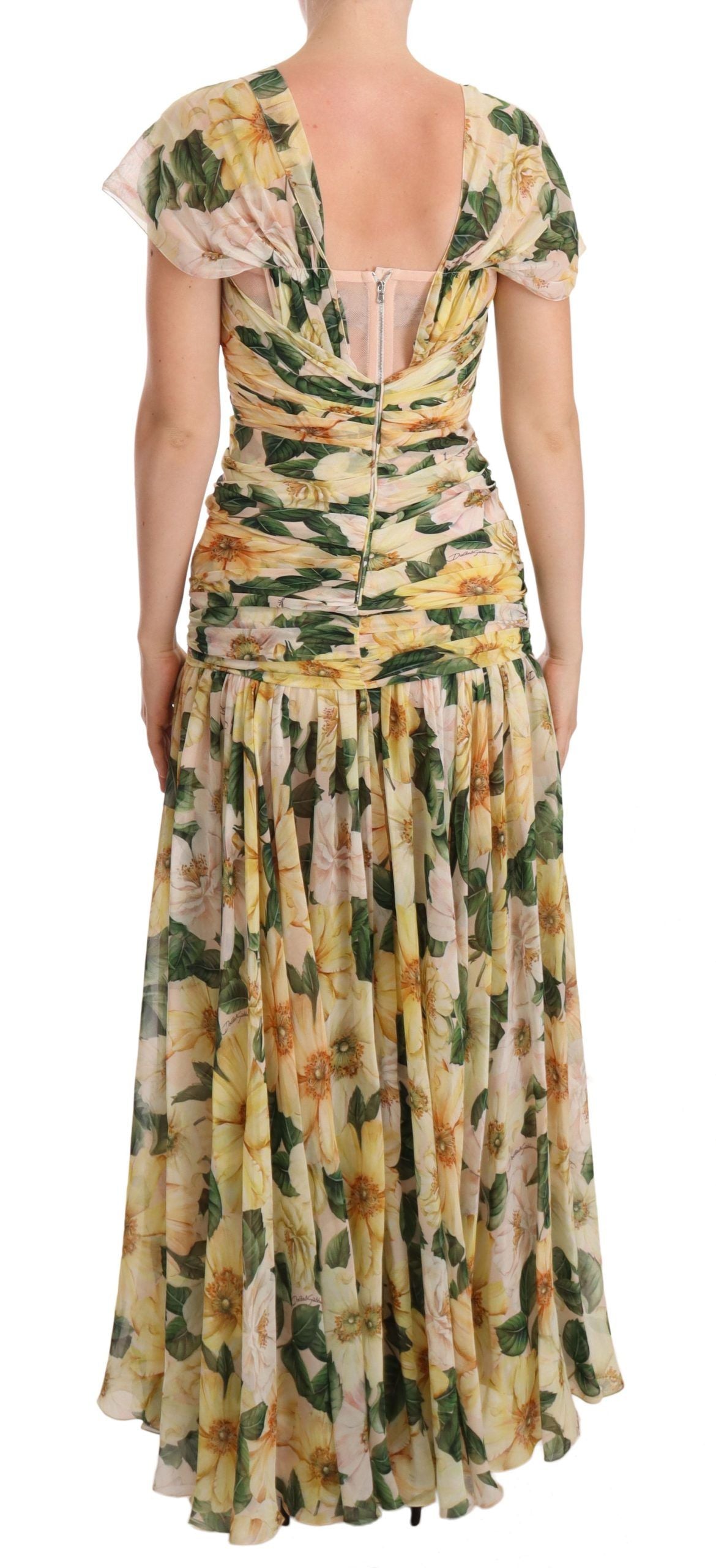 Dolce & Gabbana Floral Elegance Silk Pleated Maxi Women's Dress