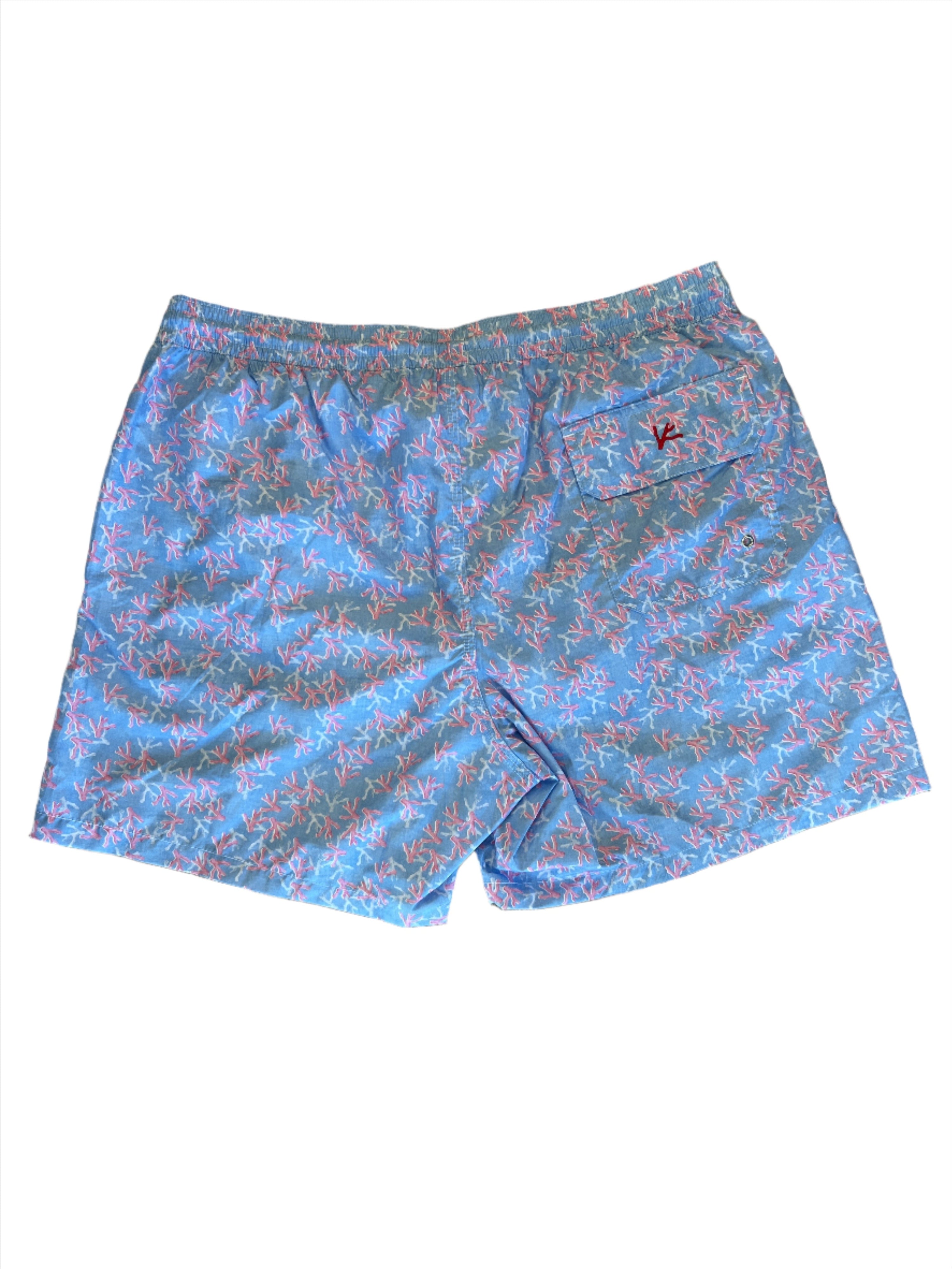 Isaia Mens Blue Pink Branch Patterned Swim Trunk2