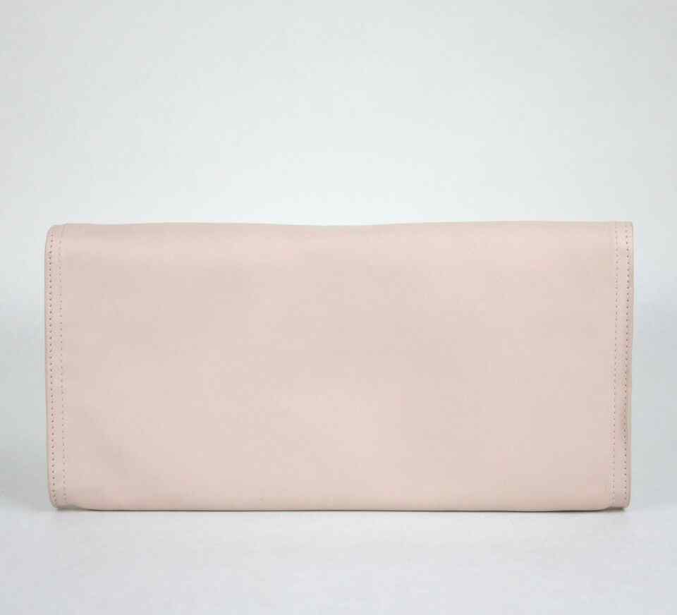 BOTTEGA VENETA Women's Leather Wristlet Clutch Bag Gold Detail Pink