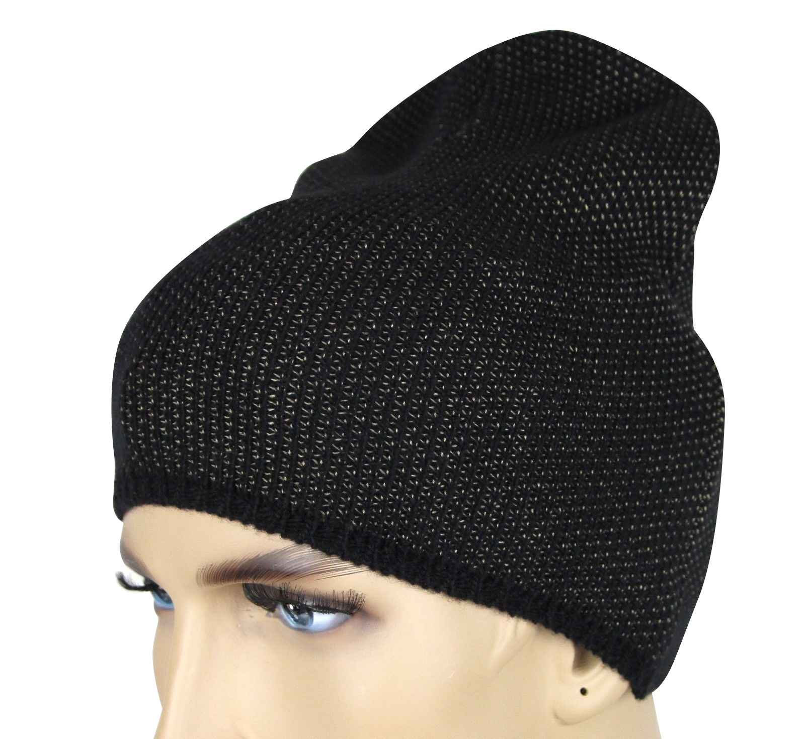 Gucci Unisex Black / Beige Wool Cashmere Cotton Knit Beanie Hat With Logo