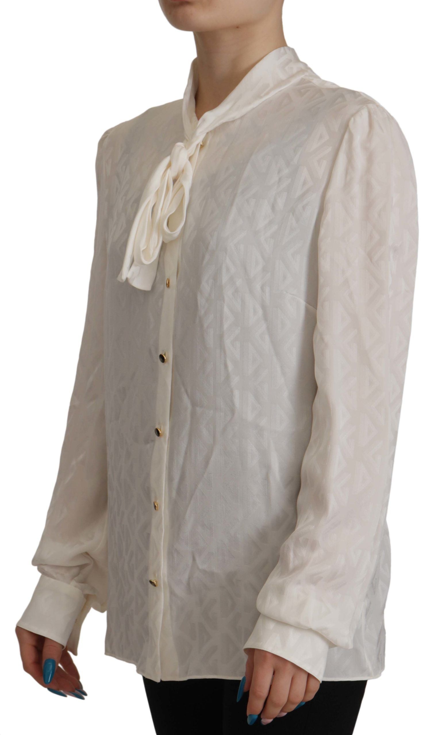 Dolce & Gabbana Elegant Silk Ascot Collar Women's Blouse