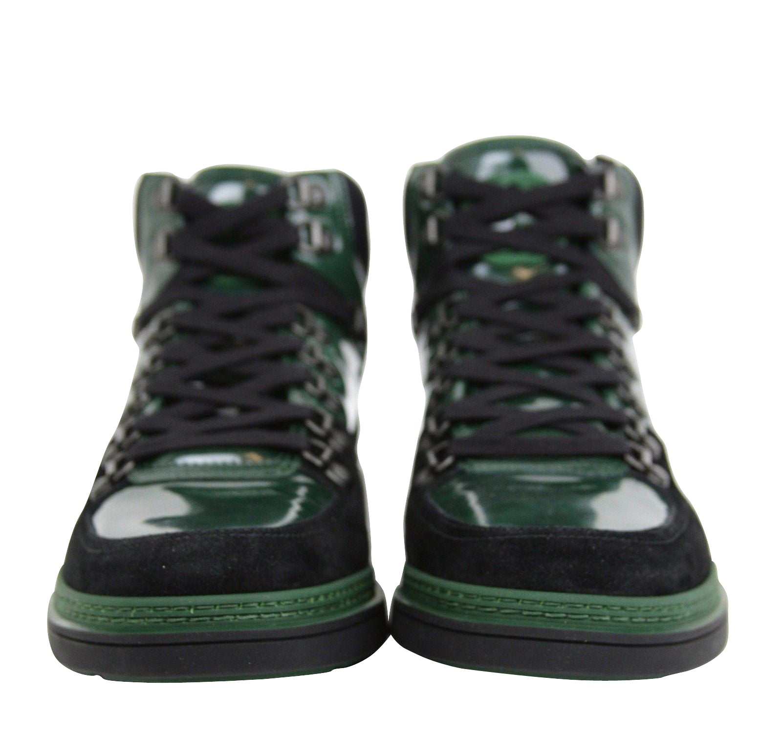 Gucci Men's Contrast Combo High top Dark Green Suede Leather Sneaker