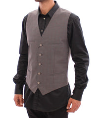 Dolce & Gabbana Gray Cotton Slim Fit Button Front Dress Men's Vest4