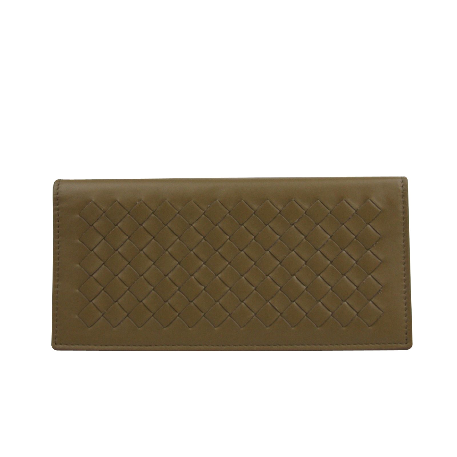 Bottega Veneta Men's Woven Long Light Brown Leather Bifold Wallet