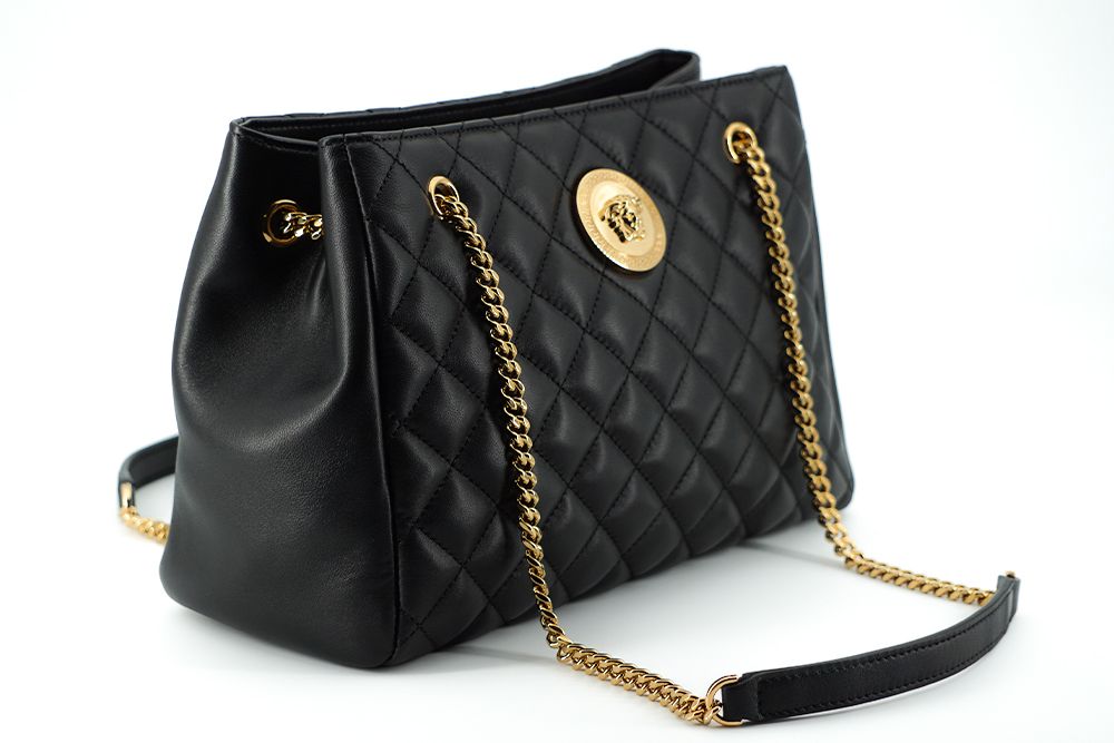 Versace Elegant Quilted Nappa Leather Tote Women's Bag