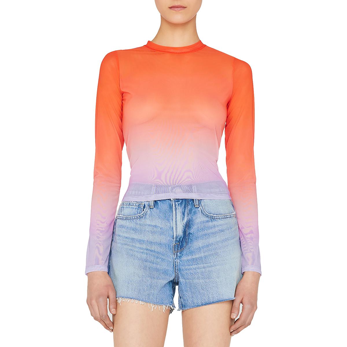 Womens Ombre Sheer Cropped