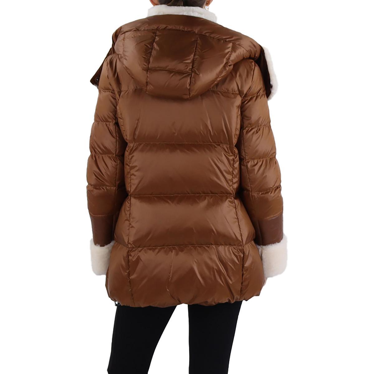 Aspen Womens Shearling Trim Down Puffer Jacket