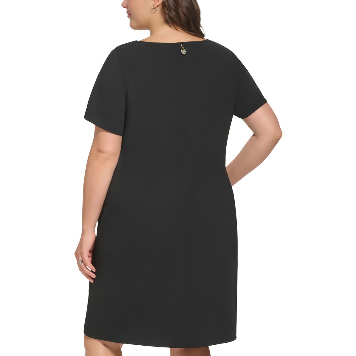 Plus Womens Crepe Solid Sheath Dress