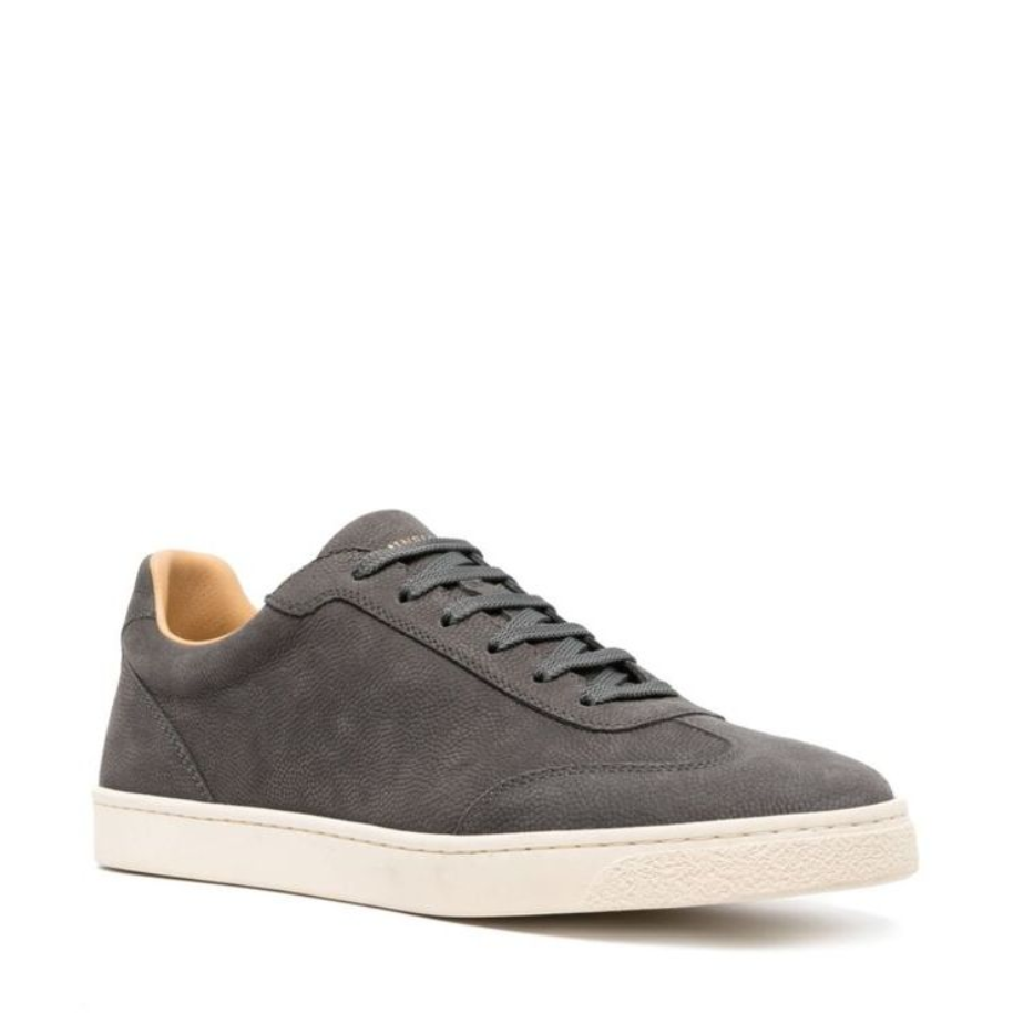 Brunello Cucinelli Pebbled Leather Sneakers in Dark Grey3