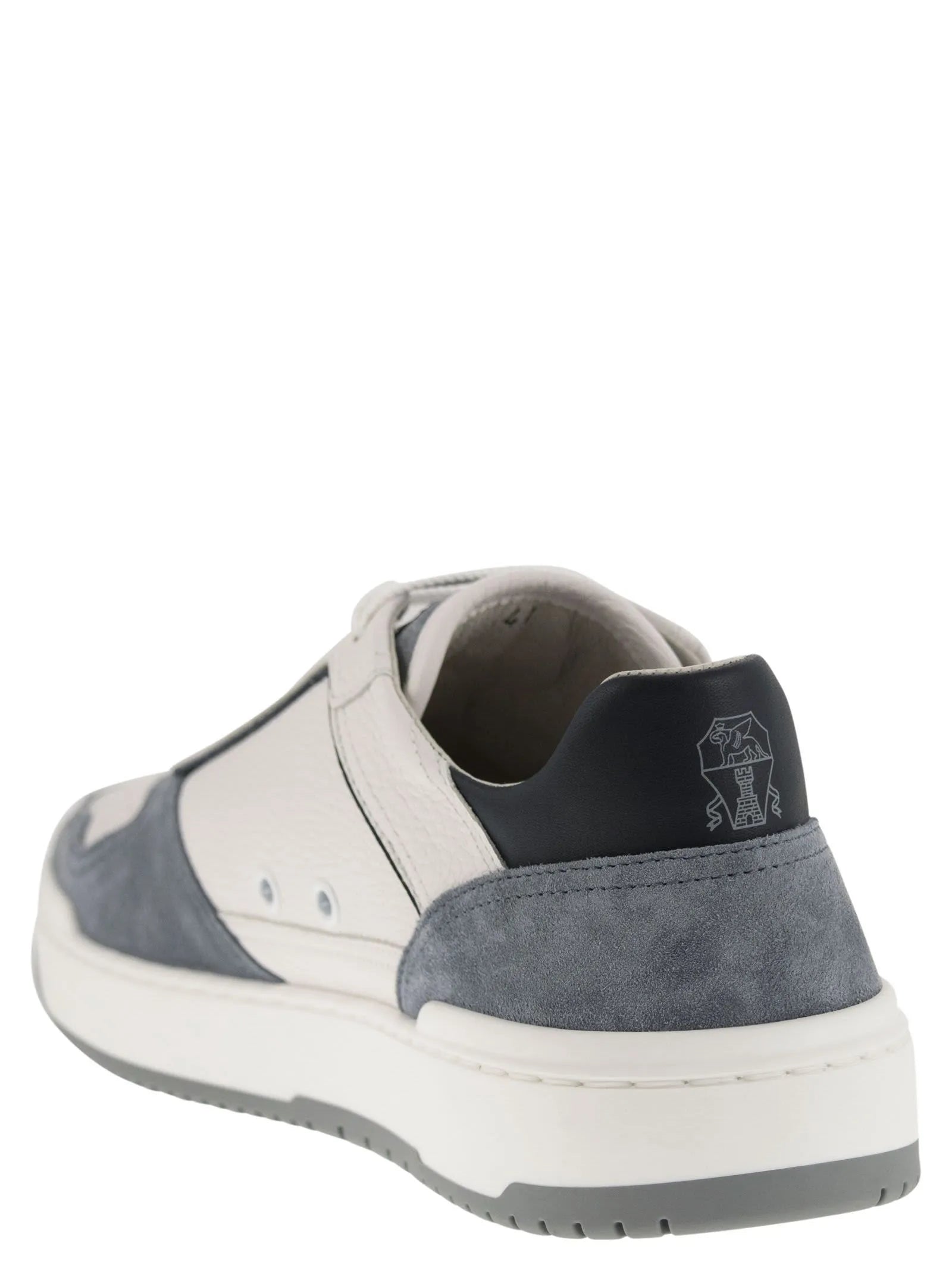 Brunello Cucinelli Basket trainers in grained calfskin and washed suede3