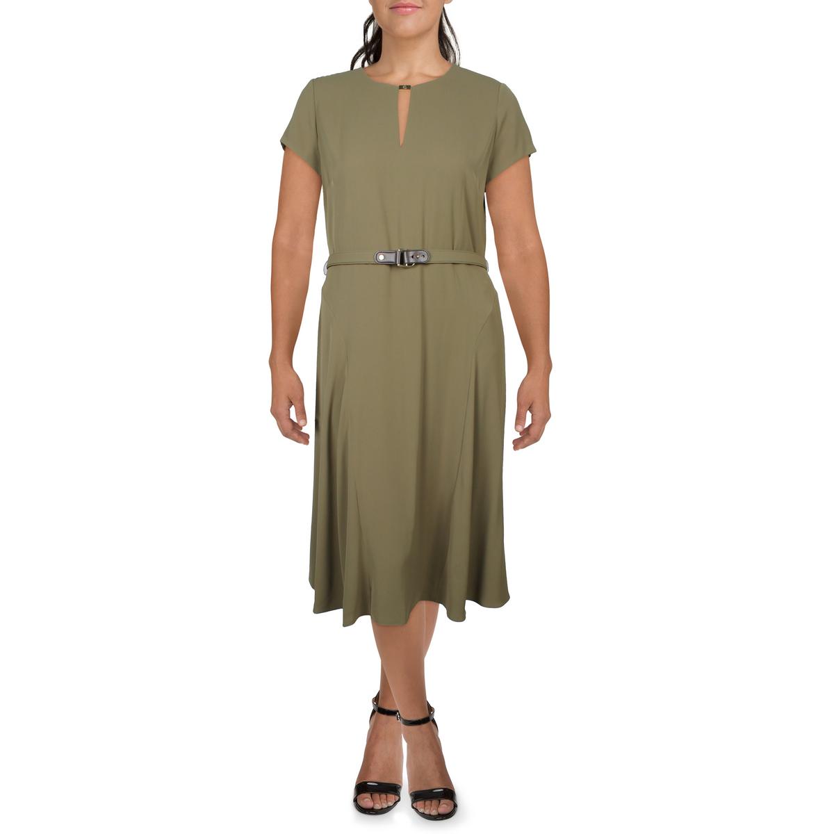 Womens Belted Polyester Wear To Work Dress